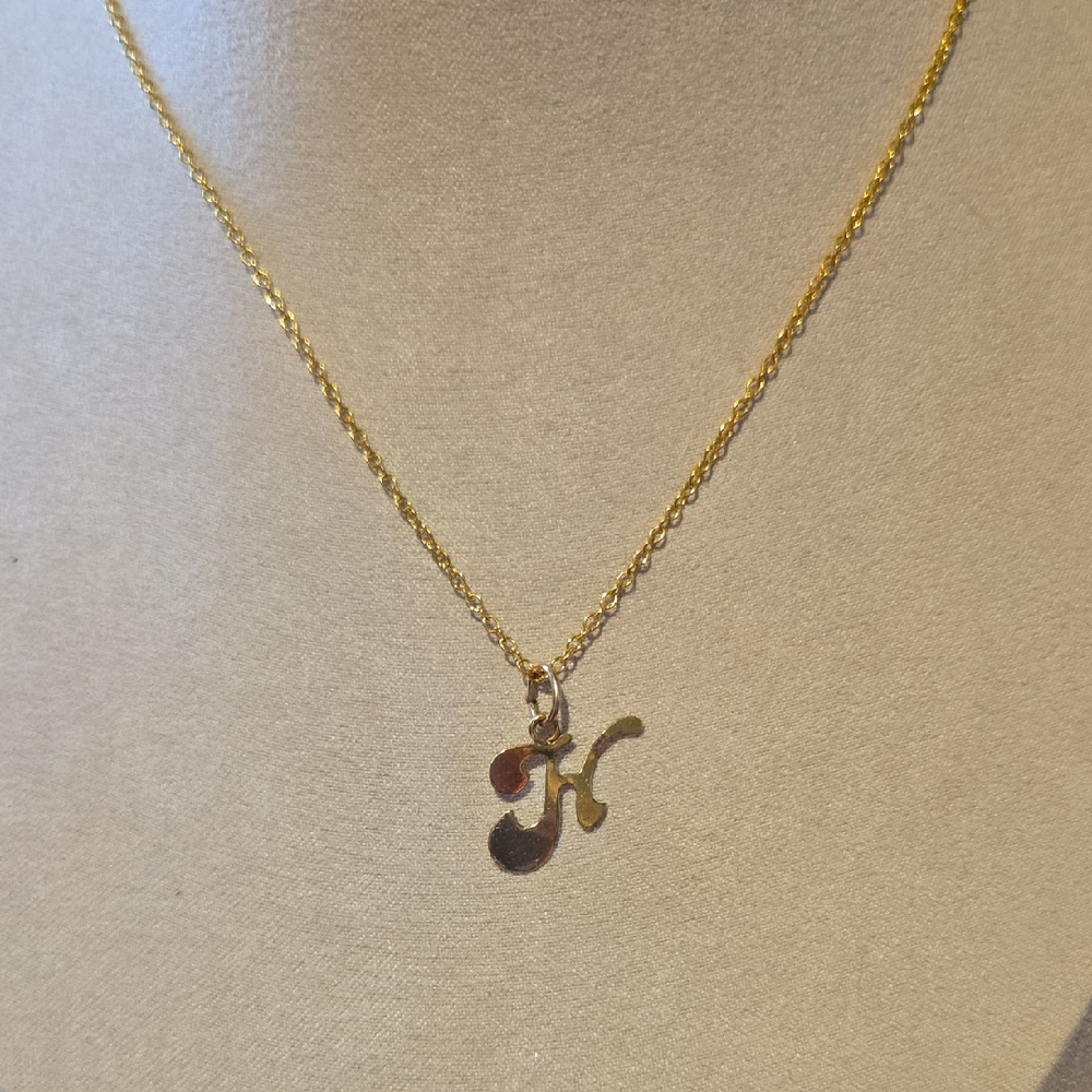 Vintage "H" Gold Initial Pendant Necklace